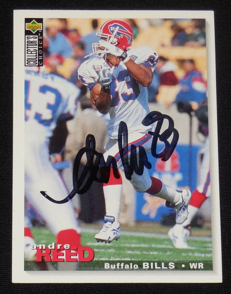 ANDRE REED 1995 UPPER DECK COL CHOICE AUTOGRAPHED FOOTBALL CARD (BUFFALO BILLS)