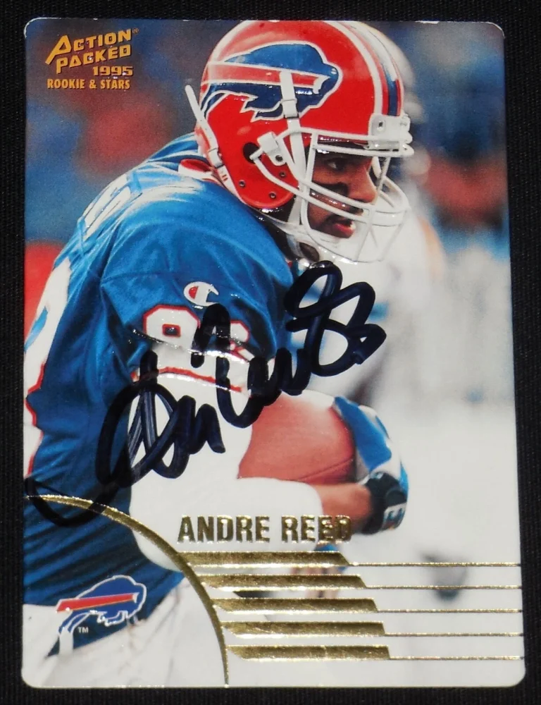 ANDRE REED 1995 ACTION PACKED R&S AUTOGRAPHED FOOTBALL CARD (BUFFALO BILLS)
