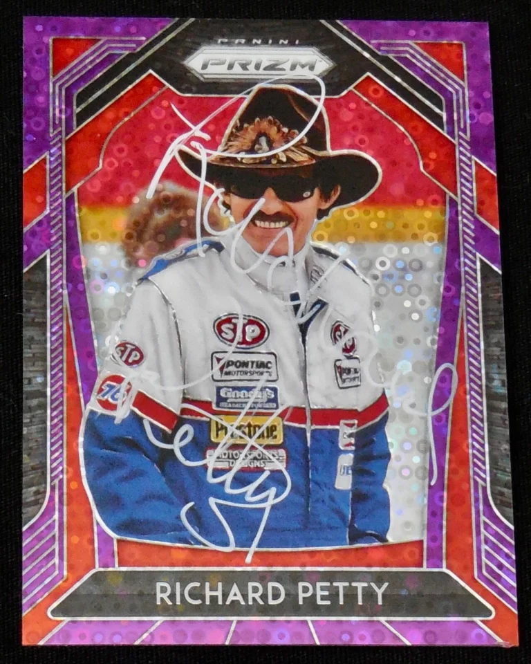 RICHARD PETTY AUTOGRAPHED 2020 PANINI PRIZM SP PURPLE /75 RACING CARD (NASCAR)
