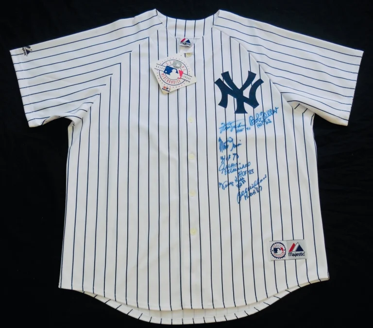 HALL OF FAME AUTOGRAPHED JERSEY (6 SIGNATURES) - Feller, Jenkins, Marichal, etc.