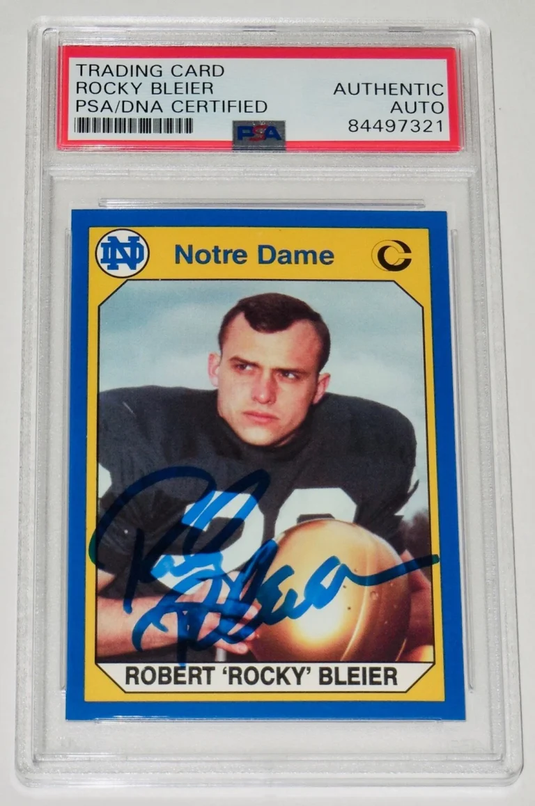 ROCKY BLEIER AUTOGRAPHED 1990 NOTRE DAME #41 FOOTBALL CARD (PSA DNA) - IRISH!