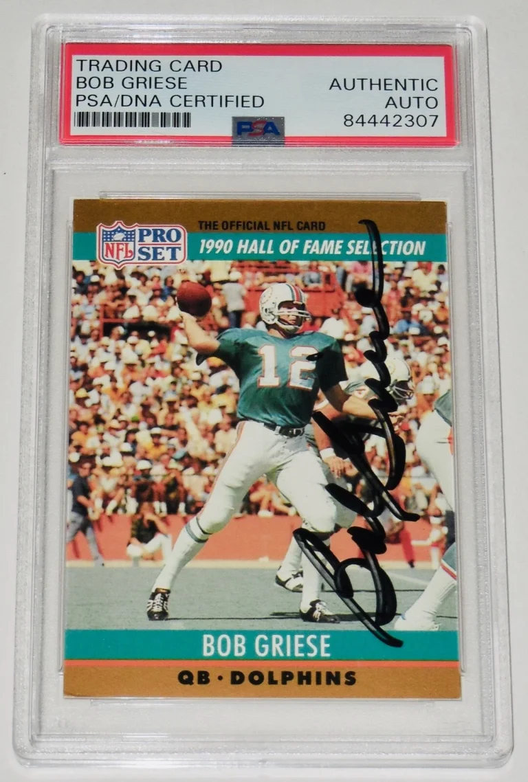 BOB GRIESE AUTOGRAPHED 1990 PRO SET #24 FOOTBALL CARD (PSA DNA) - DOLPHINS HOF!