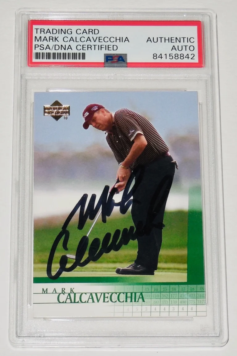 MARK CALCAVECCHIA AUTOGRAPHED 2001 UPPER DECK #24 PGA TOUR GOLF CARD (PSA DNA)