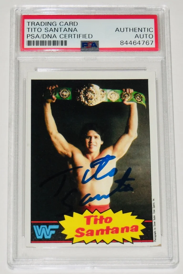 TITO SANTANA AUTOGRAPHED 1985 TOPPS #14 TRADING CARD (PSA DNA) - WWE / WWF!