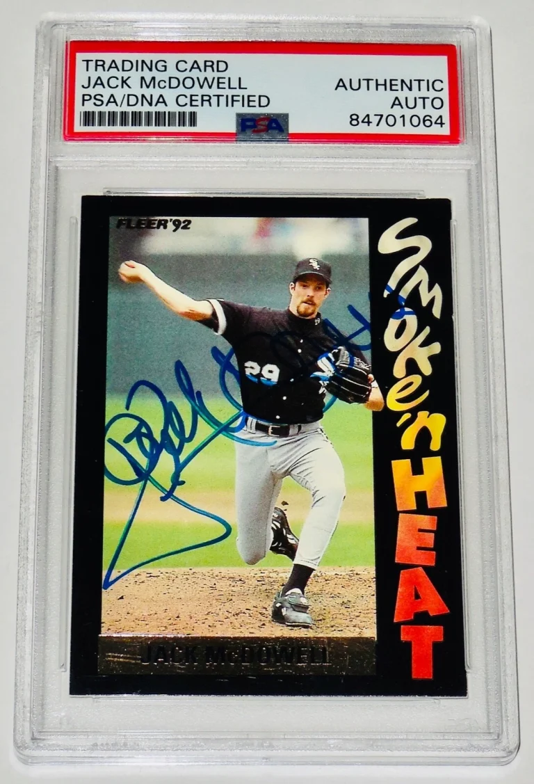 JACK MCDOWELL AUTOGRAPHED 1992 FLEER #2 SMOKE 'N HEAT INSERT CARD - PSA DNA!