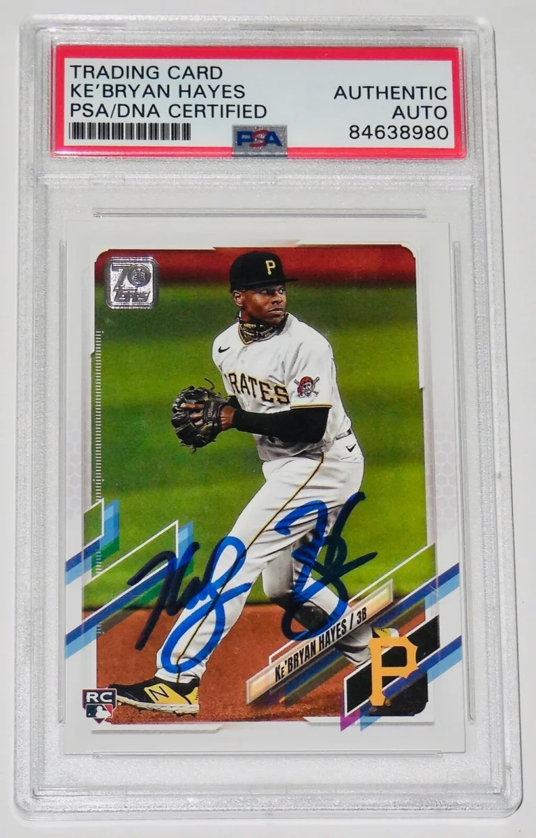 KE'BRYAN HAYES AUTOGRAPHED 2021 TOPPS #644 ROOKIE BASEBALL CARD - PSA DNA!