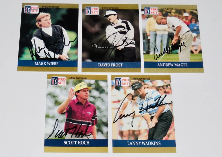 LOT OF (5) 1990 PRO SET AUTOGRAPHED PGA CARDS - Lanny Wadkins, David Frost, etc.