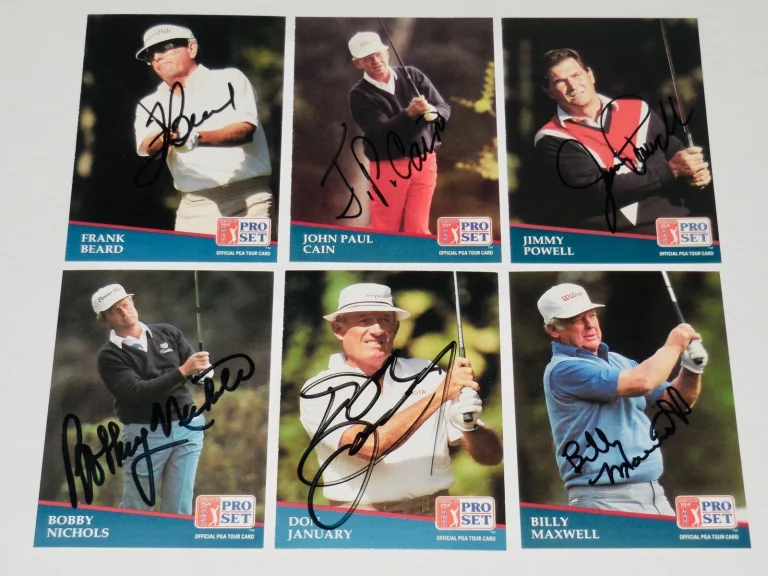 LOT OF (6) 1991 PRO SET AUTOGRAPHED PGA CARDS - Bobby Nichols, Don January, etc.