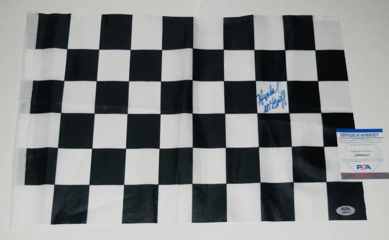 HERSHEL MCGRIFF AUTOGRAPHED CHECKERED RACING FLAG (NASCAR) - PSA DNA!