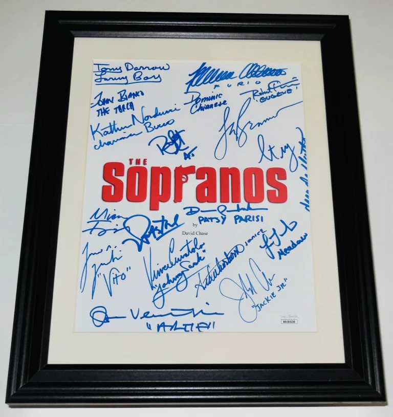 THE SOPRANOS CAST SIGNED 8X10 PHOTO (FRAMED & MATTED) - JSA! - 19 AUTOGRAPHS!