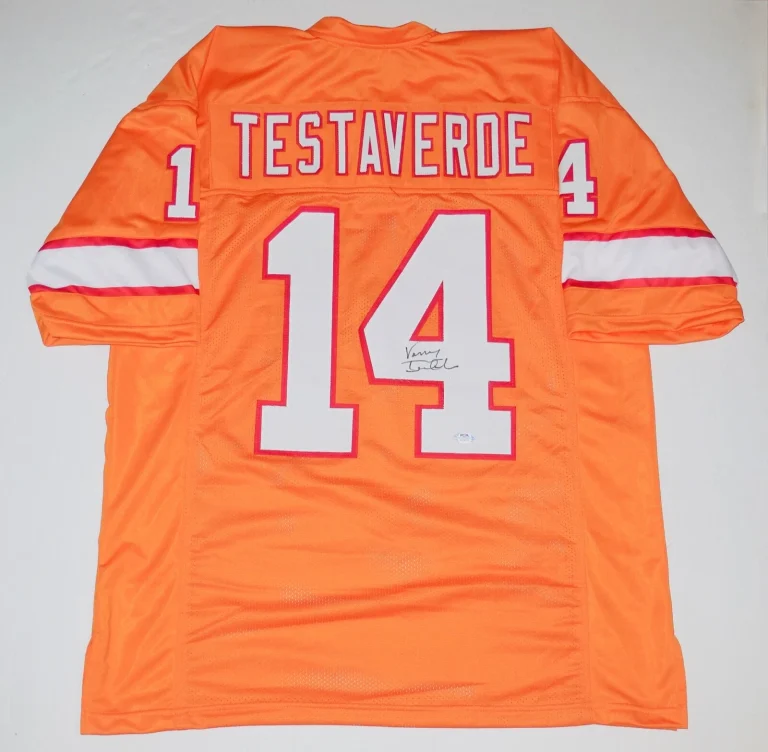 VINNY TESTAVERDE AUTOGRAPHED CUSTOM JERSEY (MIAMI HURRICANES) - PSA DNA!