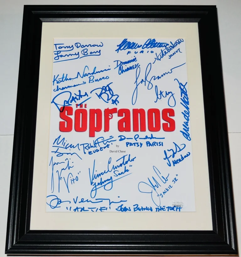 THE SOPRANOS CAST SIGNED 8X10 PHOTO (FRAMED & MATTED) - JSA! - 19 AUTOGRAPHS!