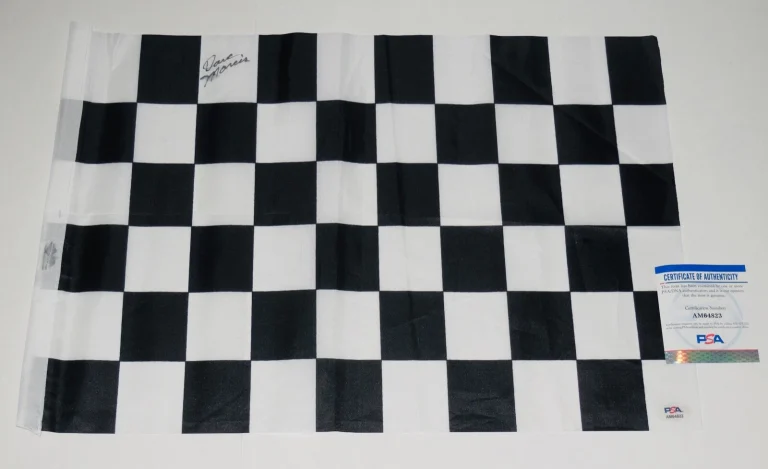 DAVE MARCIS AUTOGRAPHED CHECKERED RACING FLAG (NASCAR) - PSA DNA!