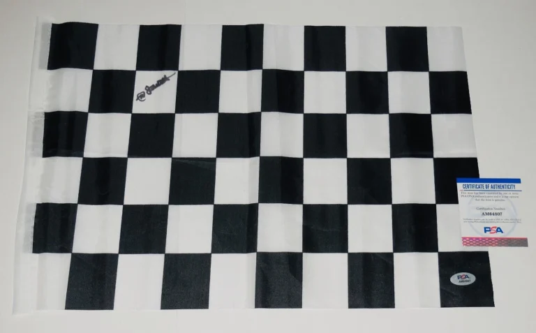 NED JARRETT AUTOGRAPHED CHECKERED RACING FLAG (NASCAR HOF) - PSA DNA!