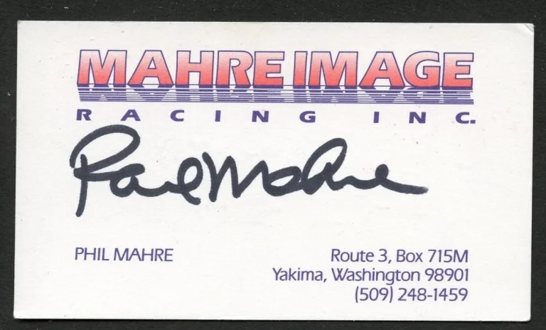 Phil Mahre signed autograph Mahre Image Racing Inc. Business Card BC624