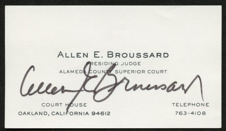Allen E Broussard signed autograph auto Presiding Judge Business Card BC710