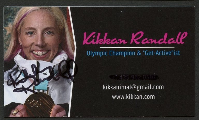 Kikkan Randall signed auto Olympic Champion Cross Country Business Card BC761