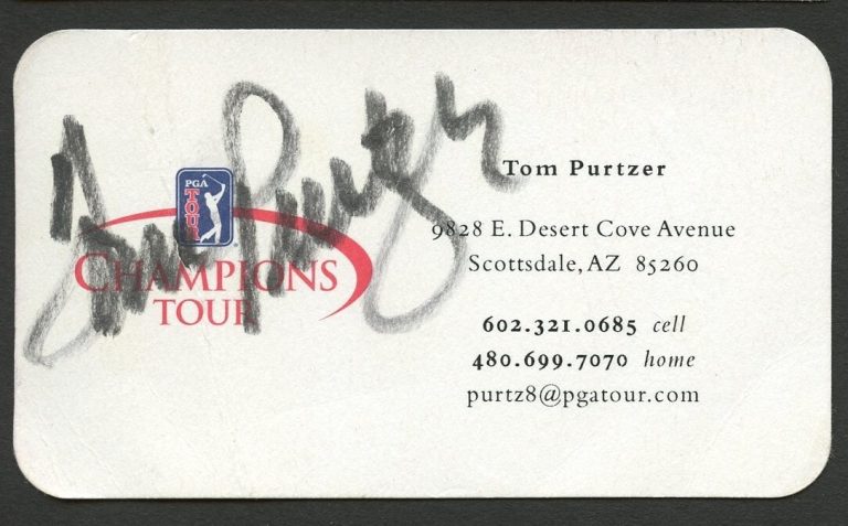 Tom Purtzer signed autograph auto Professional Golfer Business Card BC771