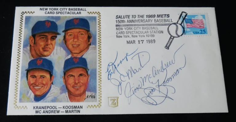 1969 NEW YORK METS AUTOGRAPHED 1989 FIRST DAY COVER - Jerry Koosman, Ed Kranepoo