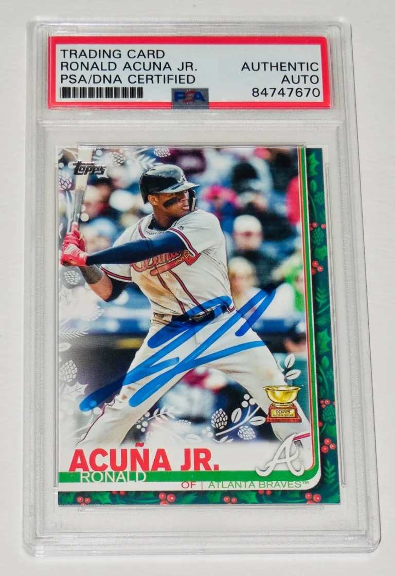RONALD ACUNA AUTOGRAPHED 2019 TOPPS HOLID #HW85 ROOKIE CUP CARD - PSA DNA!