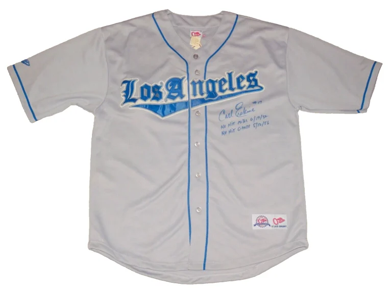 CARL ERSKINE AUTOGRAPHED JERSEY (BROOKLYN / L.A. DODGERS) - 2X NO-HITTERS!