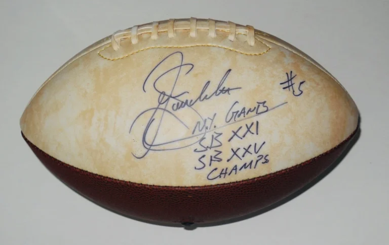 SEAN LANDETA AUTOGRAPHED LOGO FOOTBALL (NEW YORK GIANTS) - W/ COA!