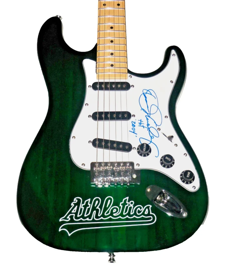 DENNIS ECKERSLEY AUTOGRAPHED ELECTRIC GUITAR (OAKLAND ATHLETICS) - W/ COA!