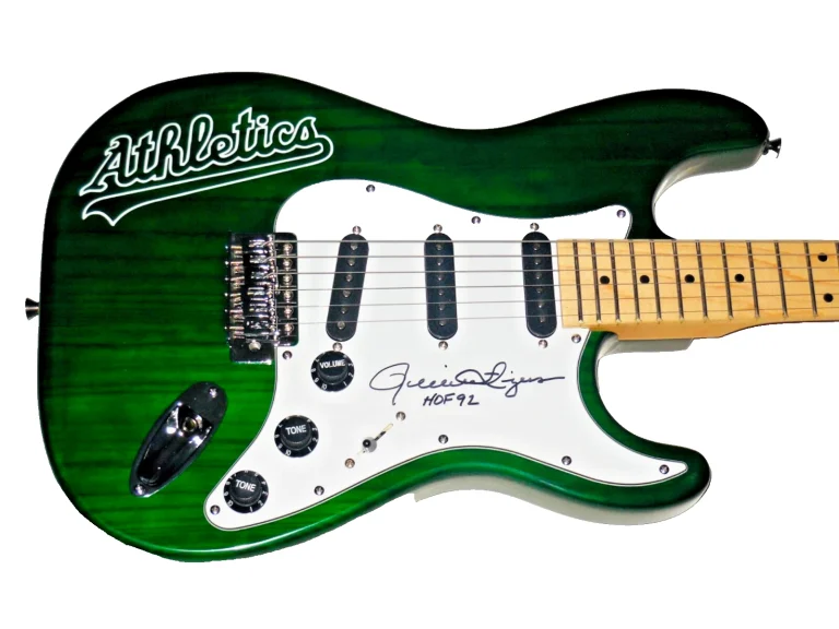 ROLLIE FINGERS AUTOGRAPHED ELECTRIC GUITAR (OAKLAND ATHLETICS) - W/ COA!