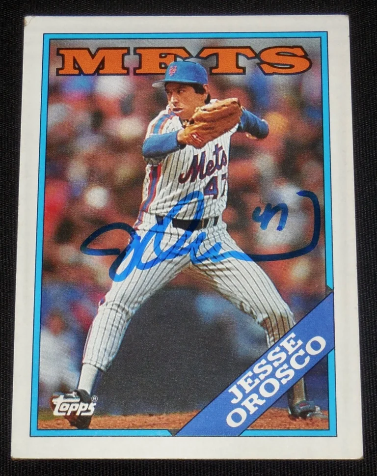 JESSE OROSCO 1988 TOPPS AUTOGRAPHED BASEBALL CARD (NEW YORK METS)