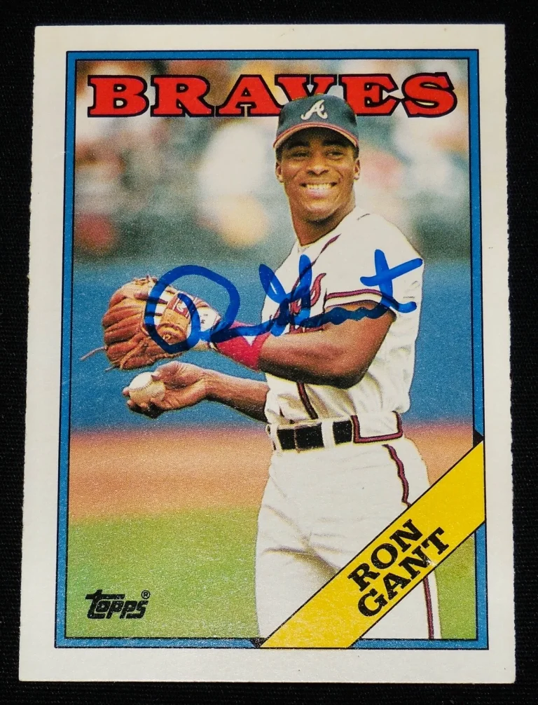 RON GANT 1988 TOPPS TRADED AUTOGRAPHED ROOKIE BASEBALL CARD (ATLANTA BRAVES)