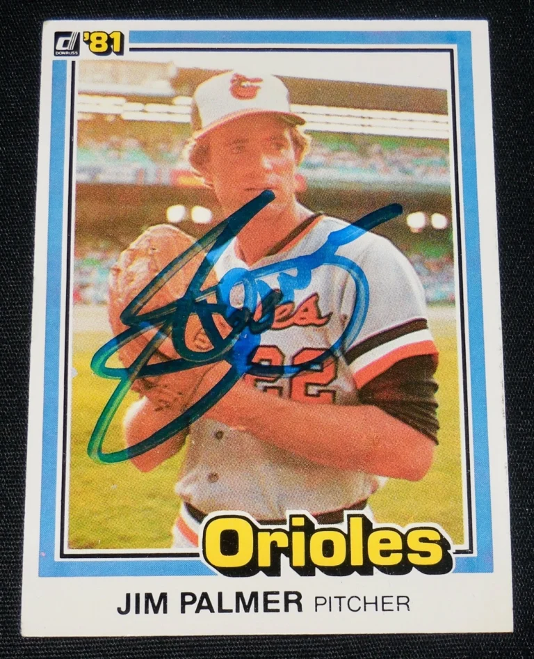 JIM PALMER 1981 DONRUSS AUTOGRAPHED BASEBALL CARD (BALTIMORE ORIOLES)