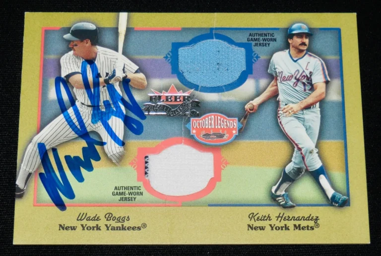 WADE BOGGS 2002 FLEER AUTOGRAPHED GAME USED BASEBALL CARD (NEW YORK YANKEES)