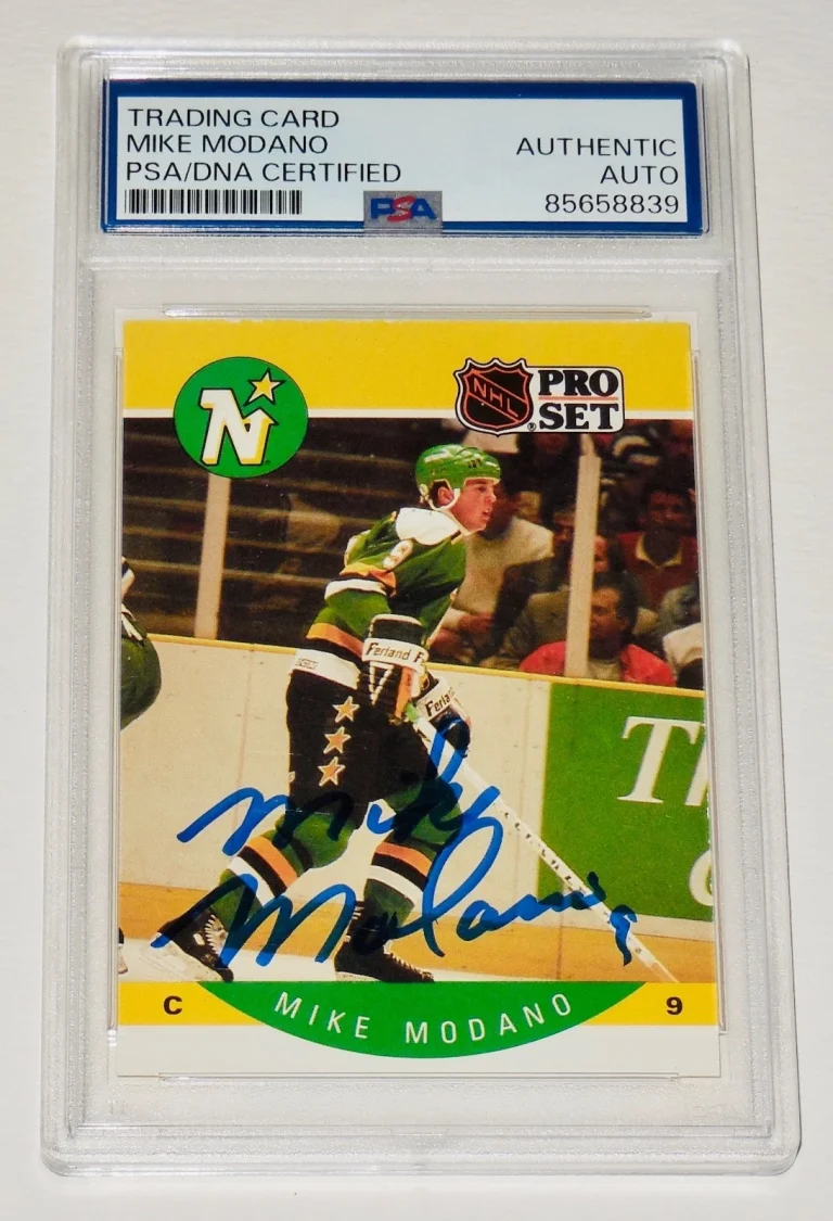 MIKE MODANO AUTOGRAPHED 1990 PRO SET #142 HOCKEY ROOKIE CARD - PSA DNA!