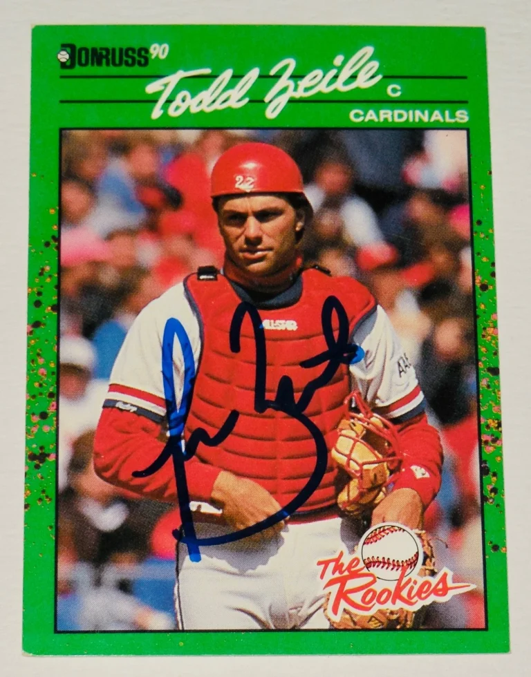TODD ZEILE 1990 DONRUSS AUTOGRAPHED ROOKIE CARD (ST. LOUIS CARDINALS)