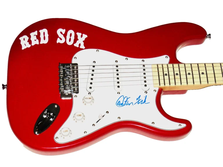 CARLTON FISK AUTOGRAPHED ELECTRIC GUITAR (BOSTON RED SOX) - W/ COA!