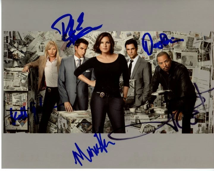 LAW & ORDER SVU signed CAST 8x10 photo MARISKA HARGITAY ICE T DANNY PINO KELLI