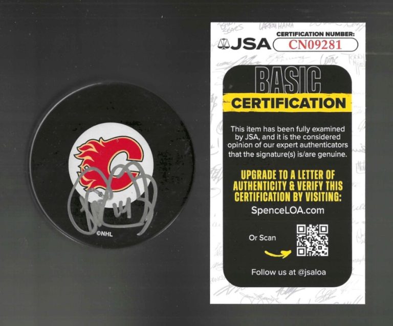 Theo Fleury Signed Calgary Flames Puck JSA COA