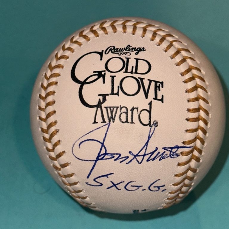RON SANTO (Cubs) Signed Official GOLD GLOVE Baseball Beckett (BAS) w/ INSCRIP