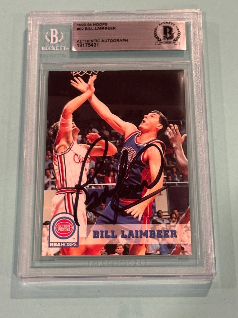 BILL LAIMBEER Signed 1993-94 HOOPS Card #62 Beckett (BAS)