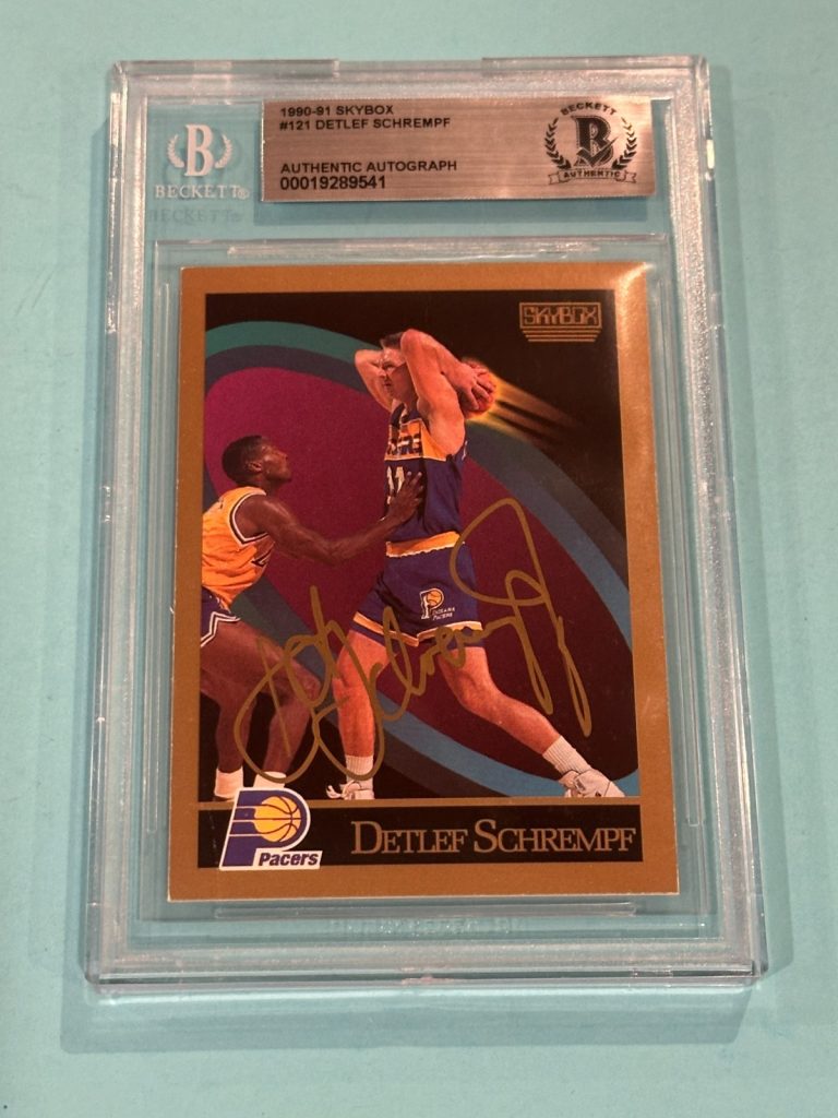DETLEF SCHREMPF Signed 1990-91 SKYBOX Card #121 Beckett (BAS)