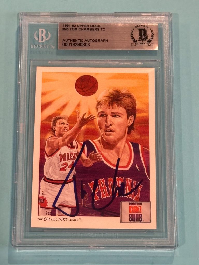 TOM CHAMBERS Signed 1991-92 UPPER DECK Card #95 Beckett (BAS)