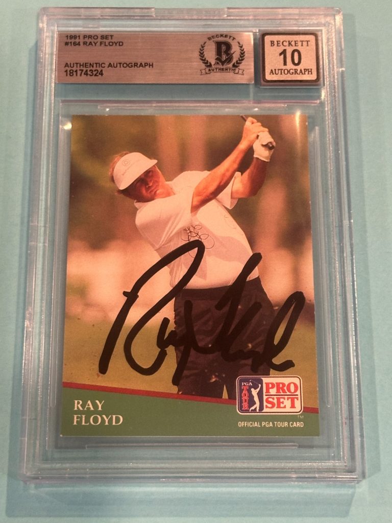 RAY FLOYD Signed 1991 PRO SET Card #164 Beckett (BAS) AUTO 10