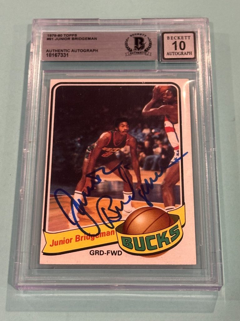 JUNIOR BRIDGEMAN Signed 1979-80 TOPPS Card #91 Beckett (BAS) AUTO 10