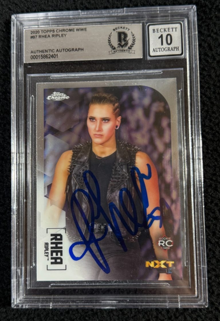Rhea Ripley Signed 2020 Topps Chrome WWE Rookie Card #97 Beckett Auto Grade 10