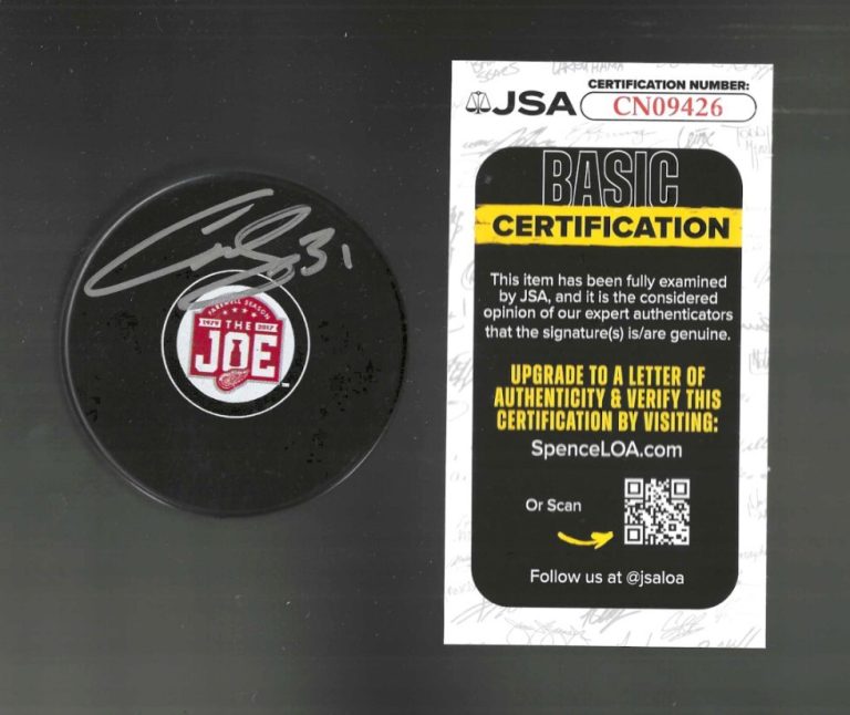 Curtis Joseph Signed Detroit Red Wings Joe Louis Arena JLA Farewell Puck JSA COA