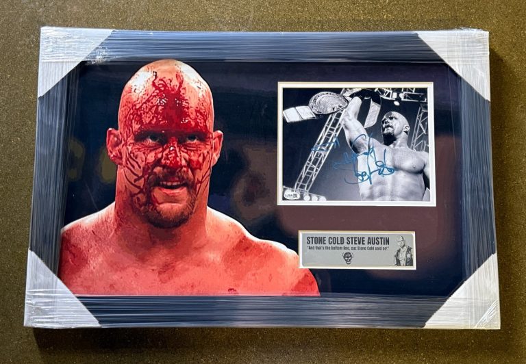 Stone Cold Steve Austin Signed Framed WWF Champ Framed 8x10 Photo Showcase JSA