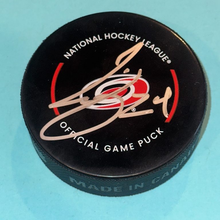 SETH JARVIS Signed Carolina HURRICANES Official GAME Puck Beckett (BAS)