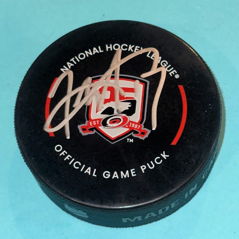 ROD BRIND'AMOUR Signed Carolina HURRICANES 25th Ann. Official GAME Puck Beckett