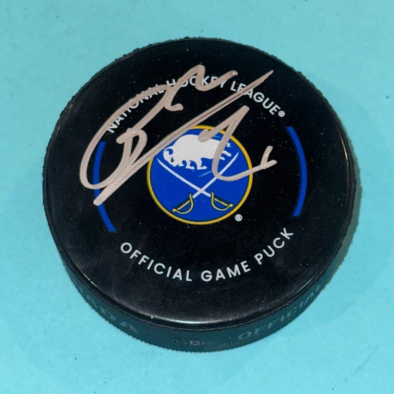 RASMUS DAHLIN Signed Buffalo SABRES Official GAME Puck Beckett (BAS)