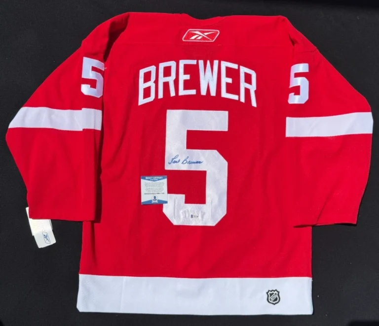 Carl Brewer Signed Detroit Red Wings Reebok Authentic Size 44 Jersey NWT BAS COA